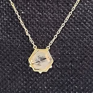 Stella and dot tourmalated quartz necklace gold tone